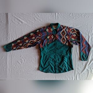 Vintage Wrangler Silver Lake Women's Long Sleeve Tribal Button Down No Size